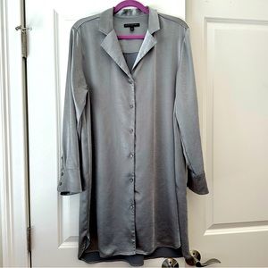 Banana Republic Gray Satin Shirtdress